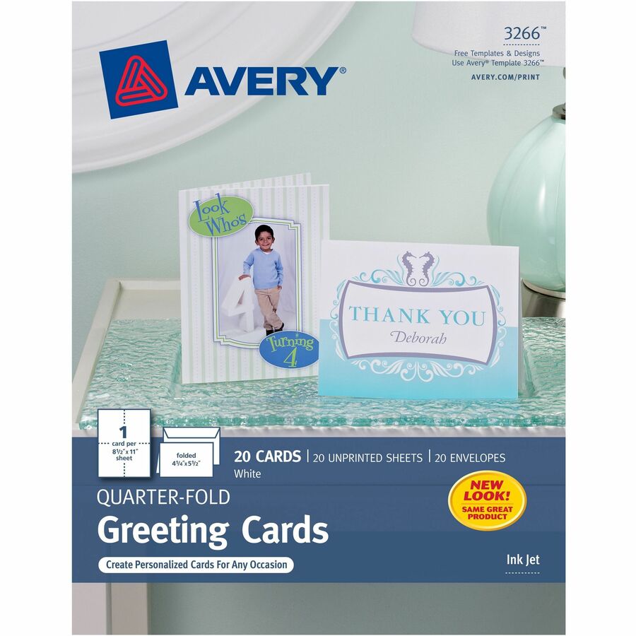 Avery® Greeting Cards - 97 Brightness4 1/4" x 5 1/2" - Matte - 20 / Pack - FSC Mix - Heavyweight