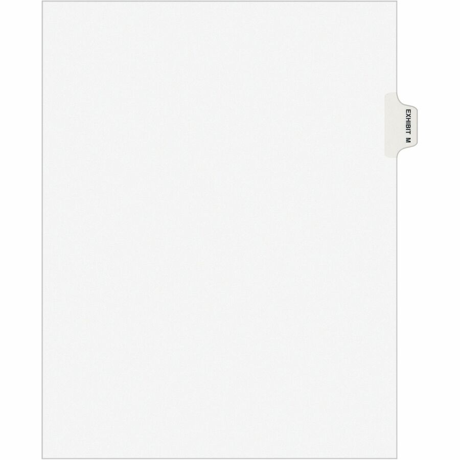 Avery® Individual Legal Exhibit Dividers - Avery Style - 1 Printed Tab(s) - Character - M - 8.5" Divider Width x 11" Divider Length - Letter - White Paper Divider - Paper Tab(s) - 25 / Pack