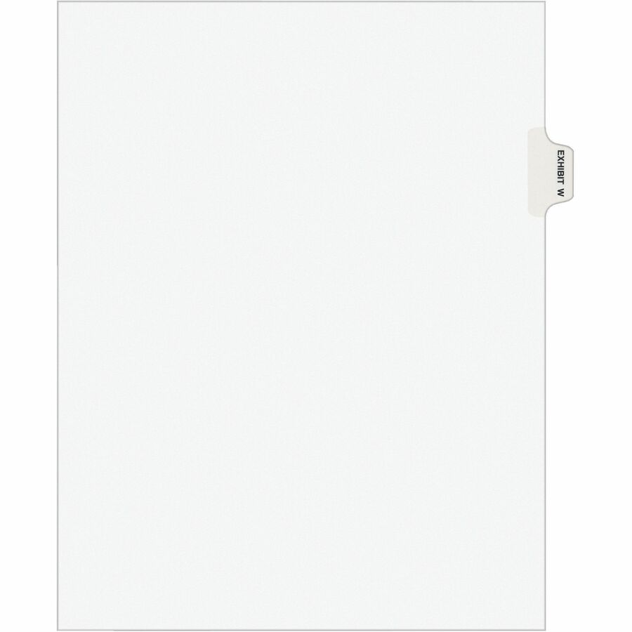 Avery® Individual Legal Exhibit Dividers - Avery Style - 1 Printed Tab(s) - Character - W - 8.5" Divider Width x 11" Divider Length - Letter - White Paper Divider - Paper Tab(s) - 25 / Pack