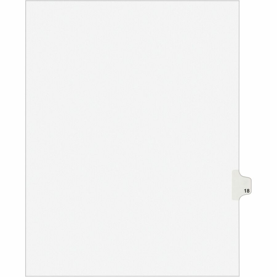 Avery® Individual Legal Exhibit Dividers - Avery Style - 1 Printed Tab(s) - Digit - 18 - 1 Tab(s)/Set - 8.5" Divider Width x 11" Divider Length - Letter - White Paper Divider - Paper Tab(s) - 25 / Pack