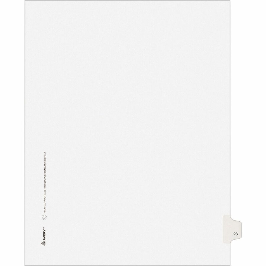 Avery® Individual Legal Exhibit Dividers - Avery Style - 1 Printed Tab(s) - Digit - 23 - 1 Tab(s)/Set - 8.5" Divider Width x 11" Divider Length - Letter - White Paper Divider - Paper Tab(s) - 25 / Pack