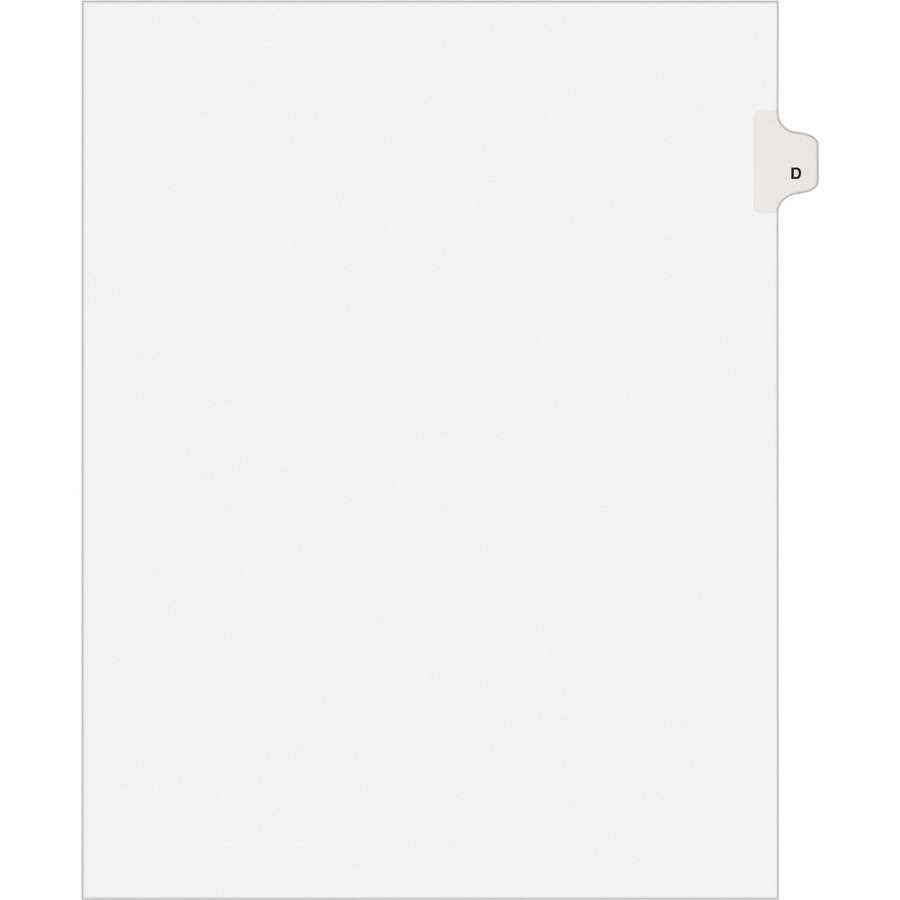 Avery® Individual Legal Exhibit Dividers - Avery Style - 25 x Divider(s) - Printed Tab(s) - Character - D - 1 Tab(s)/Set - 8.5" Divider Width x 11" Divider Length - Letter - White Paper Divider - White Tab(s) - 25 / Pack
