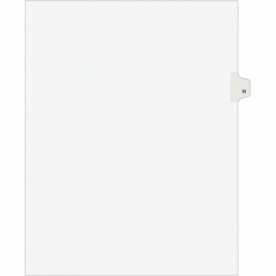 Avery® Individual Legal Exhibit Dividers - Avery Style - 25 x Divider(s) - Printed Tab(s) - Character - H - 1 Tab(s)/Set - 8.5" Divider Width x 11" Divider Length - Letter - White Paper Divider - White Tab(s) - 25 / Pack