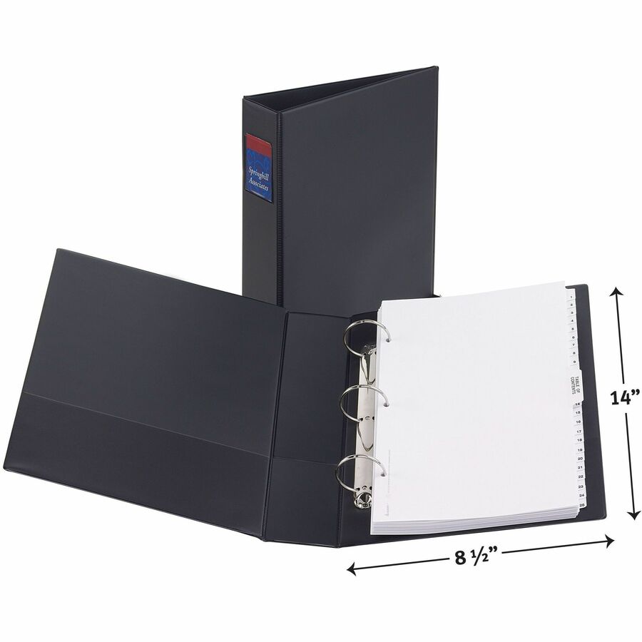 Avery® Legal Durable Binder - 2" Binder Capacity - Legal - 8 1/2" x 14" Sheet Size - 275 Sheet Capacity - 3 x Round Ring Fastener(s) - 2 Pocket(s) - Polypropylene - Recycled - Spine Label, Durable, Flexible, Sturdy, Rivet, Label Holder, Business Card Holder - 1 Each