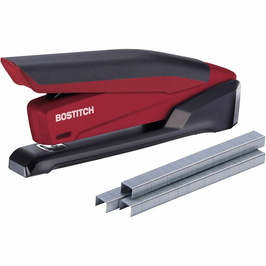 Bostitch InPower Spring-Powered Antimicrobial Desktop Stapler - 20 Sheets Capacity - 210 Staple Capacity - Full Strip - Red