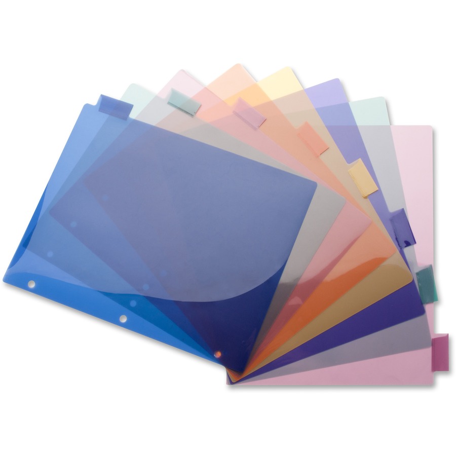 Business Source 3-Hole Poly Insert Index Dividers - 8 Print-on Tab(s) - 8.5" Divider Width x 11" Divider Length - Letter - Plastic Divider - Multicolor Tab(s) - 8 / Set