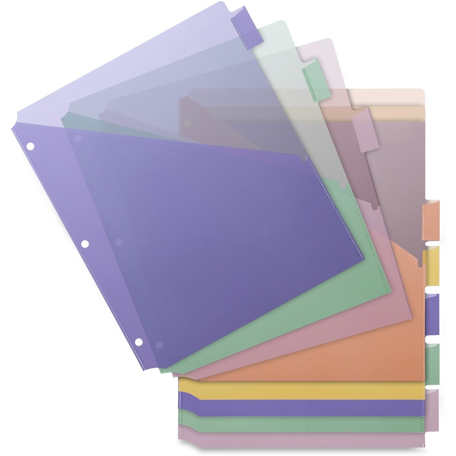 Business Source Double Pocket Index Dividers - 8 Print-on Tab(s) - 8.5" Divider Width x 11" Divider Length - Letter - Plastic Divider - Multicolor Tab(s) - 8 / Set