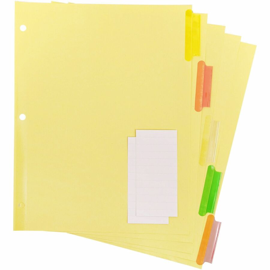 Business Source Insertable Tab Ring Binder Indexes - 5 Blank Tab(s)2" Tab Width - 8.5" Divider Width x 11" Divider Length - Letter - 3 Hole Punched - Multicolor Tab(s) - 5 / Set