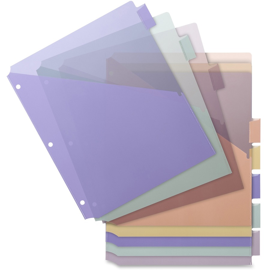 Business Source Pocket Index Dividers - 8 Print-on Tab(s) - 8.5" Divider Width x 11" Divider Length - Letter - Plastic Divider - Multicolor Tab(s) - 8 / Set