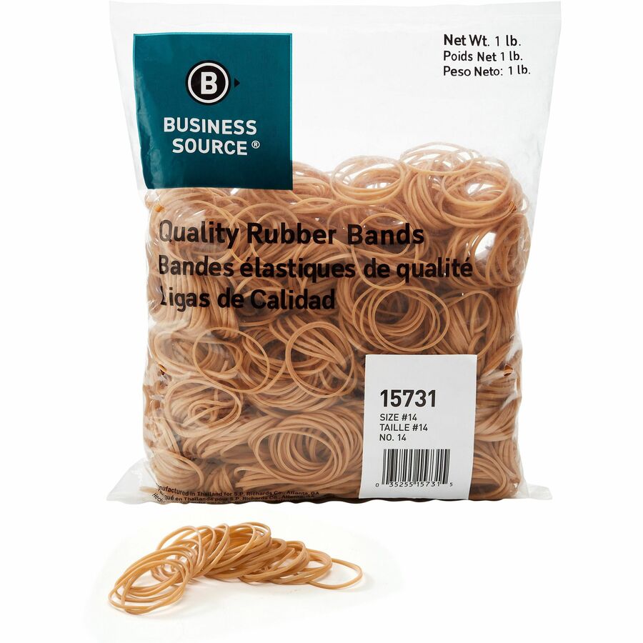 Business Source Quality Rubber Bands - Size: #14 - 2" Length x 0.1" Width - Sustainable - 2250 / Pack - Rubber - Crepe