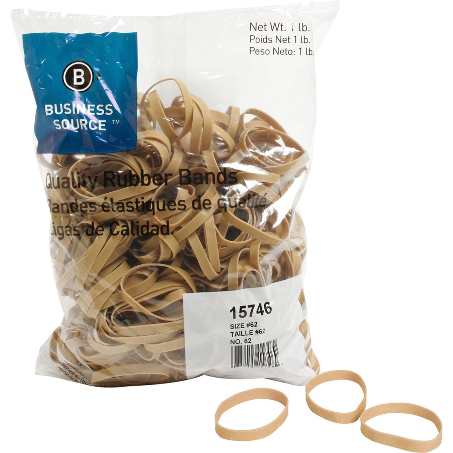 Business Source Quality Rubber Bands - Size: #62 - 2.5" Length x 0.3" Width - Sustainable - 450 / Pack - Rubber - Crepe