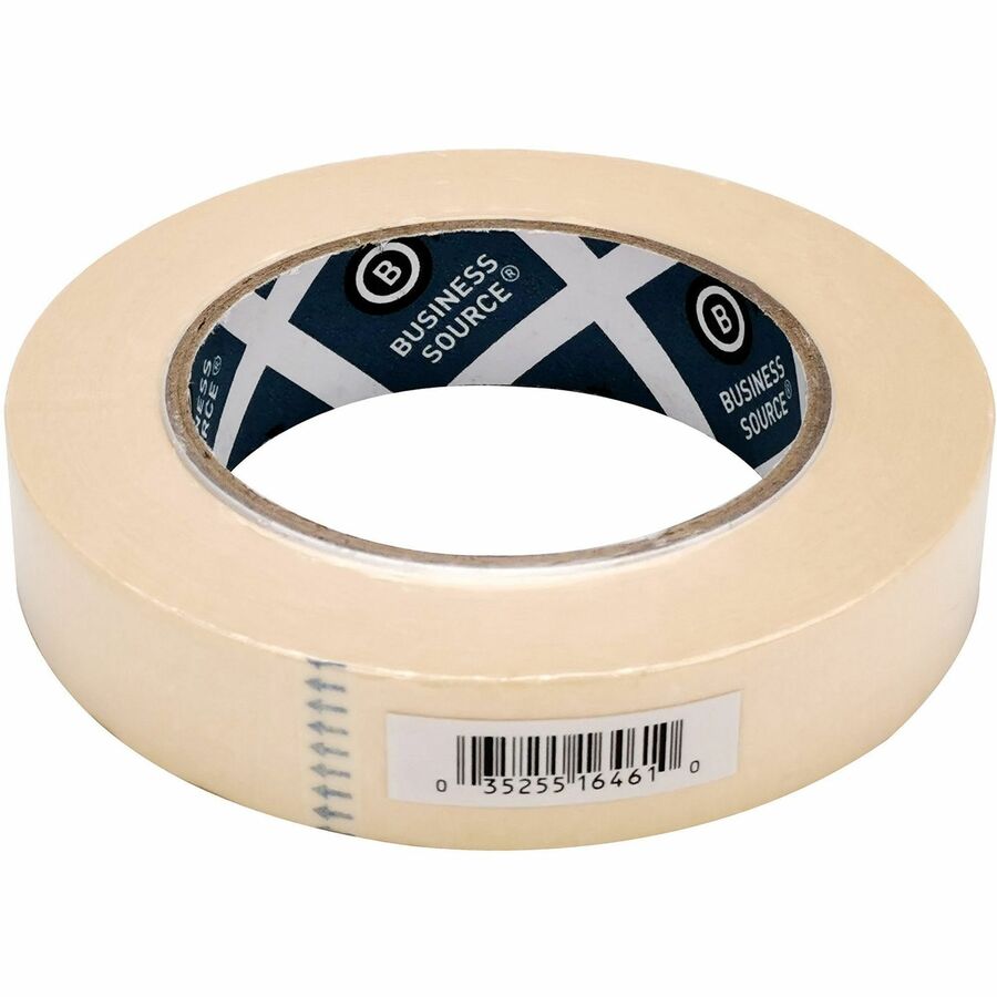 Business Source Utility-purpose Masking Tape - 60 yd Length x 1" Width - 3" Core - Crepe Paper Backing - 1 / Roll - Tan