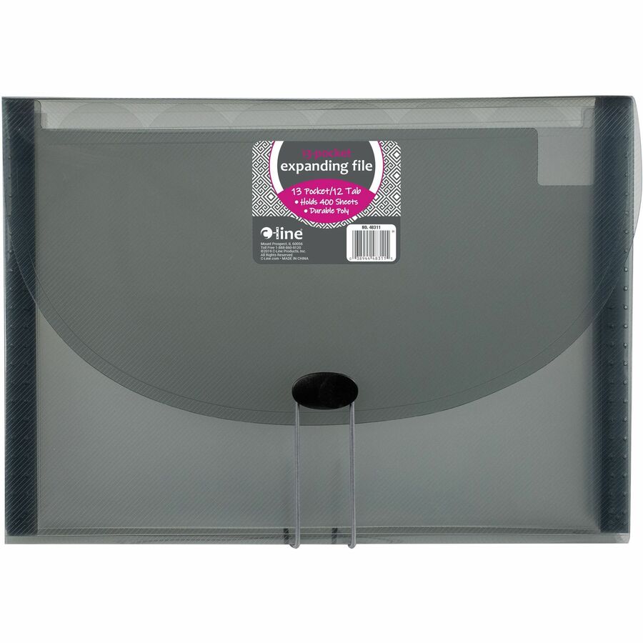 C-Line 13-Pocket Letter Size Expanding File - Smoke, 1/EA, 48311
