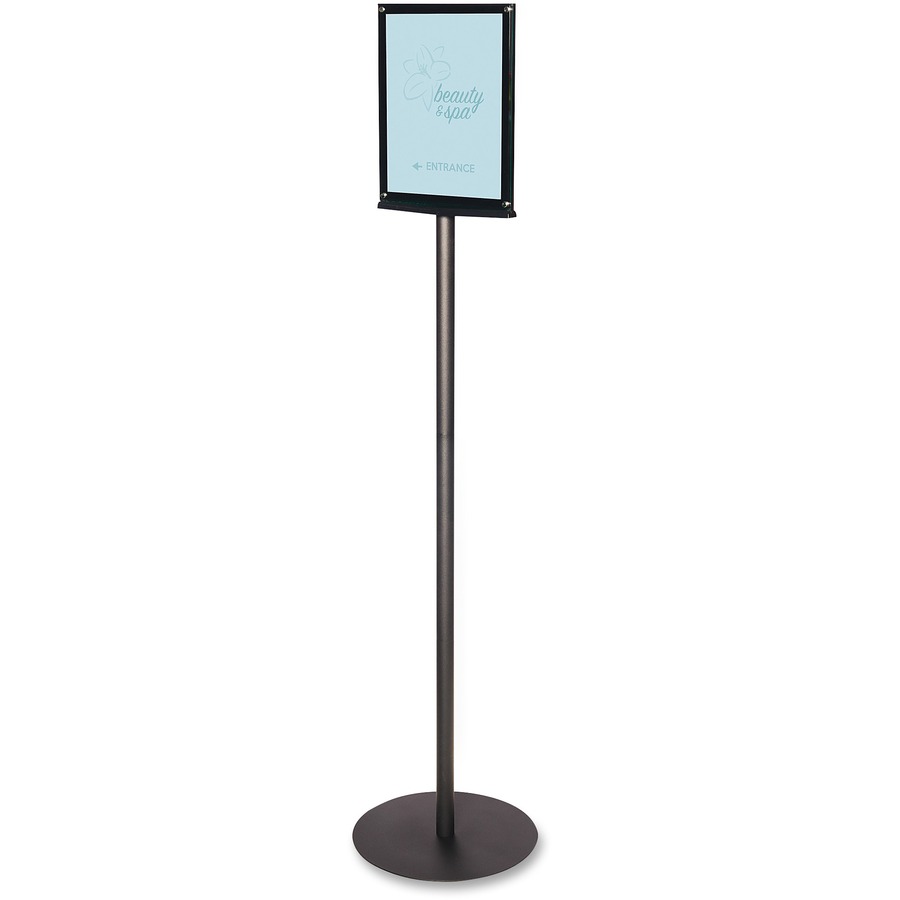 Deflecto Double-Sided Magnetic Sign Display - 1 Each - 13" Width x 56" Height - 8.50" Holding Width x 11" Holding Height - Magnetic - Metal, Plastic - Black