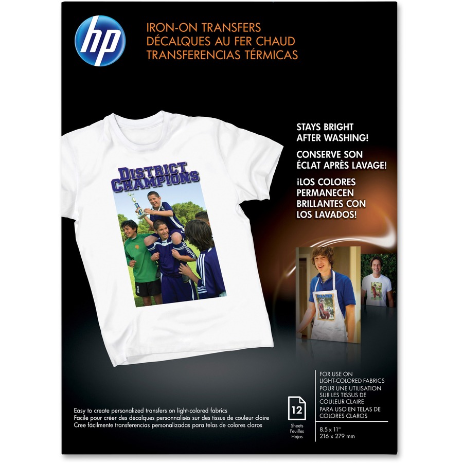 HP Inkjet Iron-On Transfers - 91 Brightness - Letter - 8 1/2" x 11" - 12 / Pack
