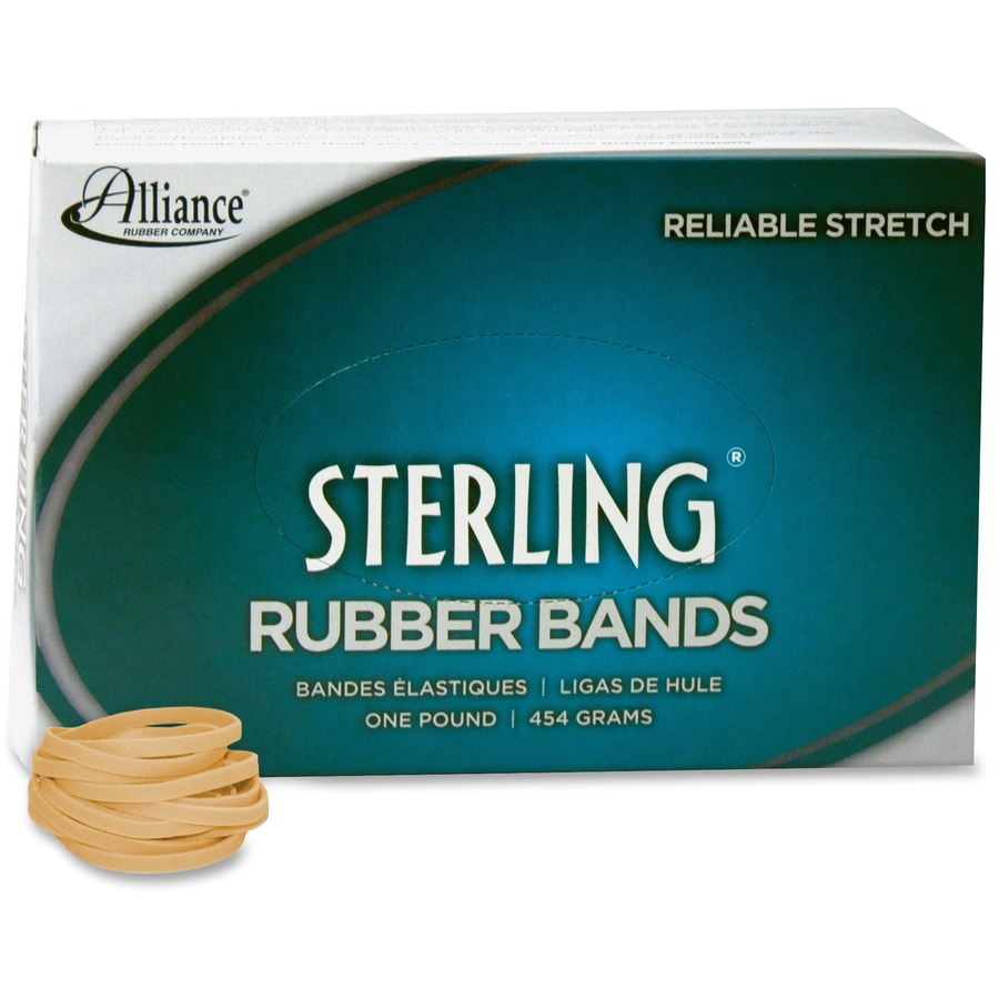 Alliance Rubber 24305 Sterling Rubber Bands - Size #30 - Approx. 1500 Bands - 2" x 1/8" - Natural Crepe - 1 lb Box