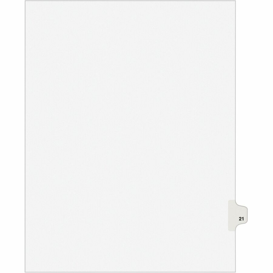 Avery® Individual Legal Exhibit Dividers - Avery Style - 1 Printed Tab(s) - Digit - 21 - 1 Tab(s)/Set - 8.5" Divider Width x 11" Divider Length - Letter - White Paper Divider - White Tab(s) - 25 / Pack