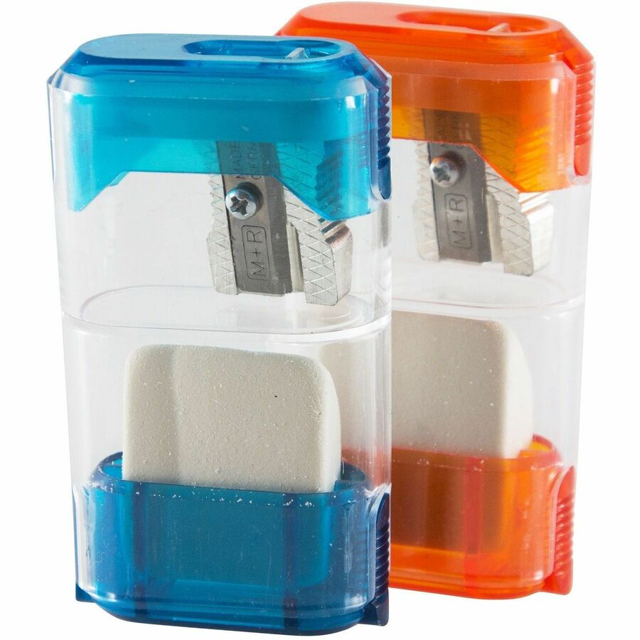 Baumgartens Single-Hole Trap Door Pencil Sharpener with Eraser - 1 Hole(s) - 2.6" Height x 1" Width - Assorted - 1 Each