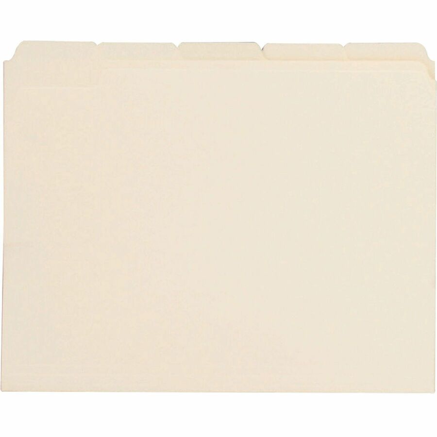 Business Source 1/5 Tab Cut Letter Recycled Top Tab File Folder - 8 1/2" x 11" - 3/4" Expansion - Top Tab Location - Assorted Position Tab Position - Manila - Manila - 10% Recycled - 100 / Box