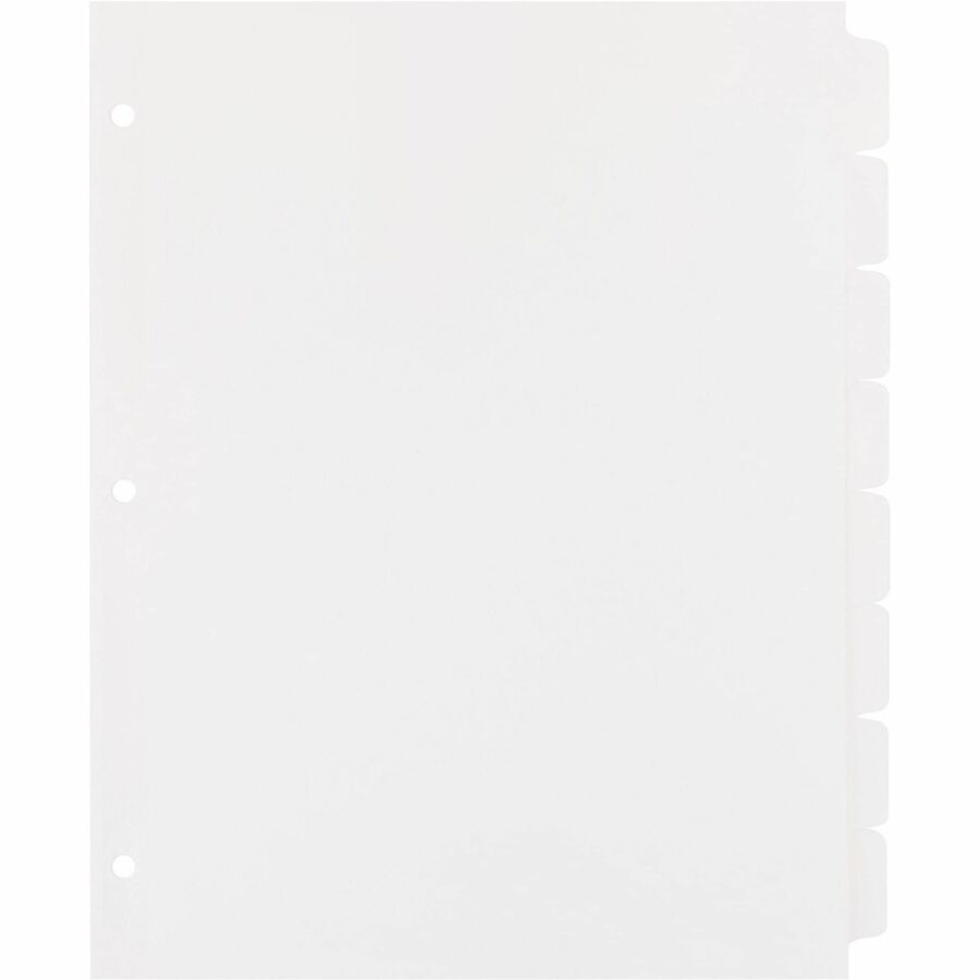 Business Source Punched Laser Index Dividers - 8 Blank Tab(s) - 8.5" Divider Width x 11" Divider Length - Letter - 3 Hole Punched - White Paper Divider - White Tab(s) - 25 / Box