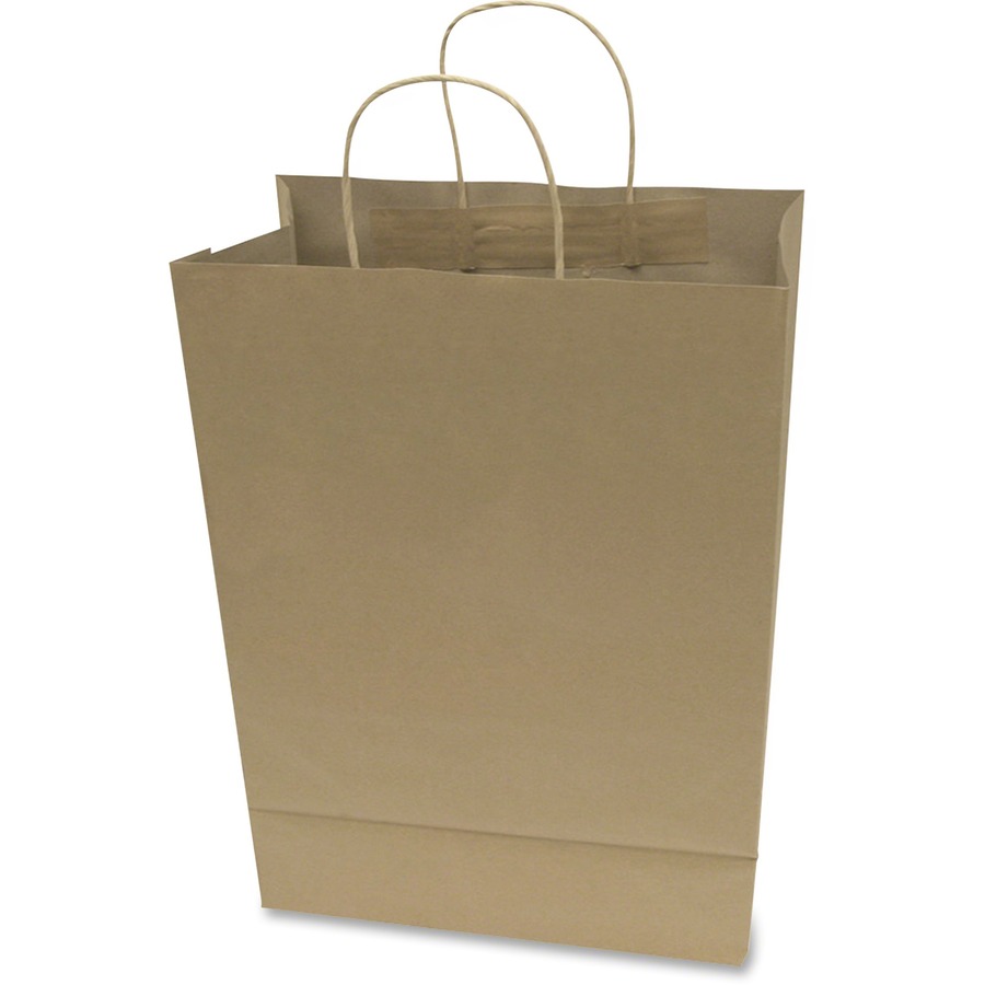 COSCO Premium Large Brown Paper Shopping Bags - 12" Width x 17" Length - Kraft - Paper - 50/Box - Shopping