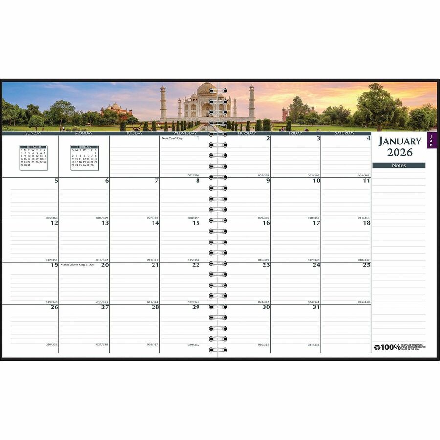 House of Doolittle Earthscapes Gardens Weekly Monthly Planner - Julian Dates - Weekly, Monthly - 1 Year - January 2024 - December 2024 - 8:00 AM to 5:00 PM - Hourly - 7" x 10" Sheet Size - Wire Bound - Paper - Black - 1 Each