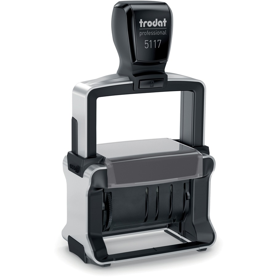 Trodat Professional 12 Message Date Stamp - Message Stamp - "ANSWERED, BACKORDERED, CANCELLED, BILLED, RECEIVED, EMAILED, CHECKED, DELIVERED, ENTERED, PAID, SHIPPED, ..." - 10000 Impression(s) - Black - Recycled - 1 Each