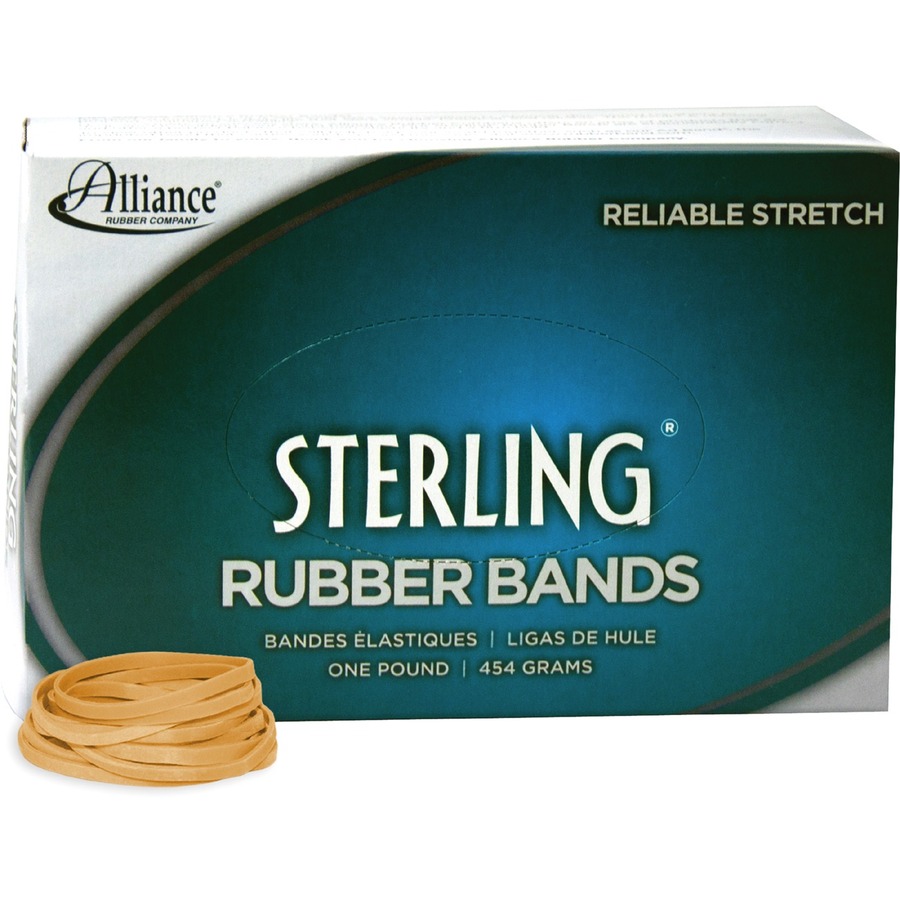 Alliance Rubber 24315 Sterling Rubber Bands - Size #31 - Approx. 1200 Bands - 2 1/2" x 1/8" - Natural Crepe - 1 lb Box