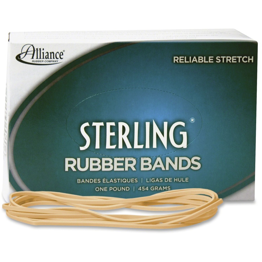 Alliance Rubber 25405 Sterling Rubber Bands - Size #117B - Approx. 250 Bands - 7" x 1/8" - Natural Crepe - 1 lb Box