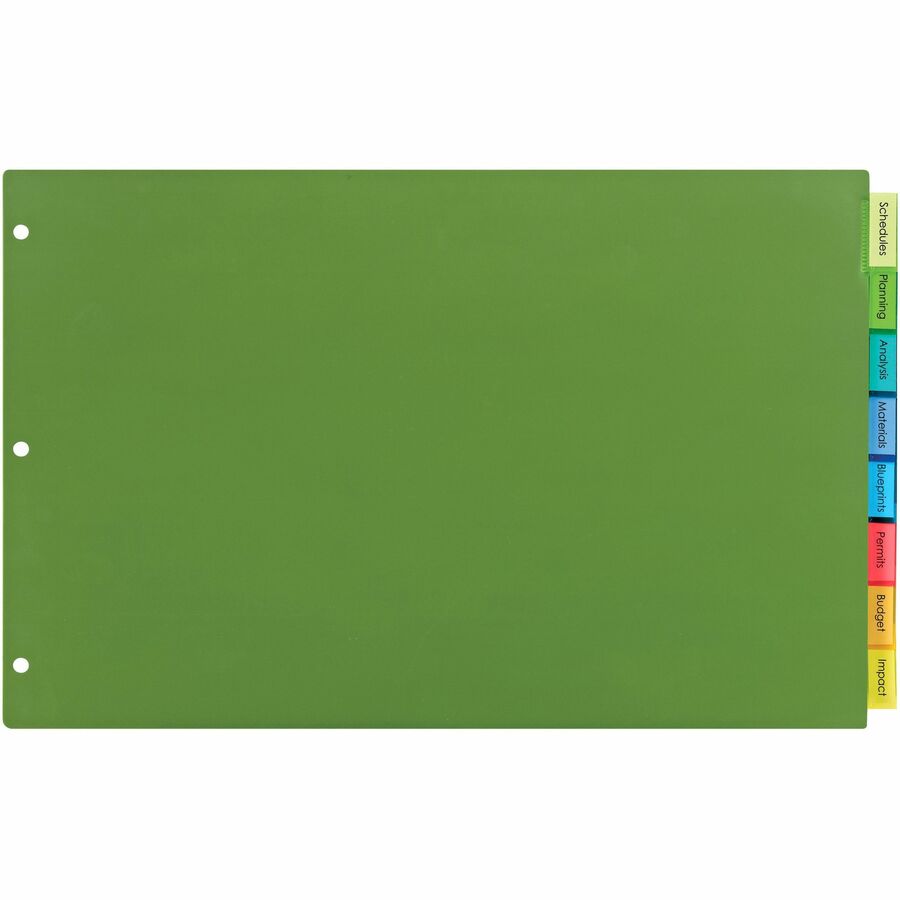 Avery® Big Tab Index Divider - 8 x Divider(s) - Write-on, Print-on Tab(s) - 8 - 8 Tab(s)/Set - 11" Divider Width x 17" Divider Length - 3 Hole Punched - Multicolor Plastic Divider - Multicolor Plastic Tab(s) - 8 / Set