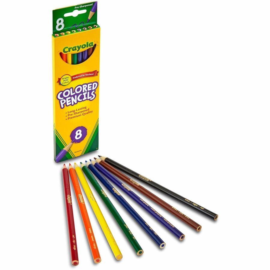 Crayola Presharpened Colored Pencils - 3.3 mm Lead Diameter - Assorted Lead - Wood Barrel - 8 / Set