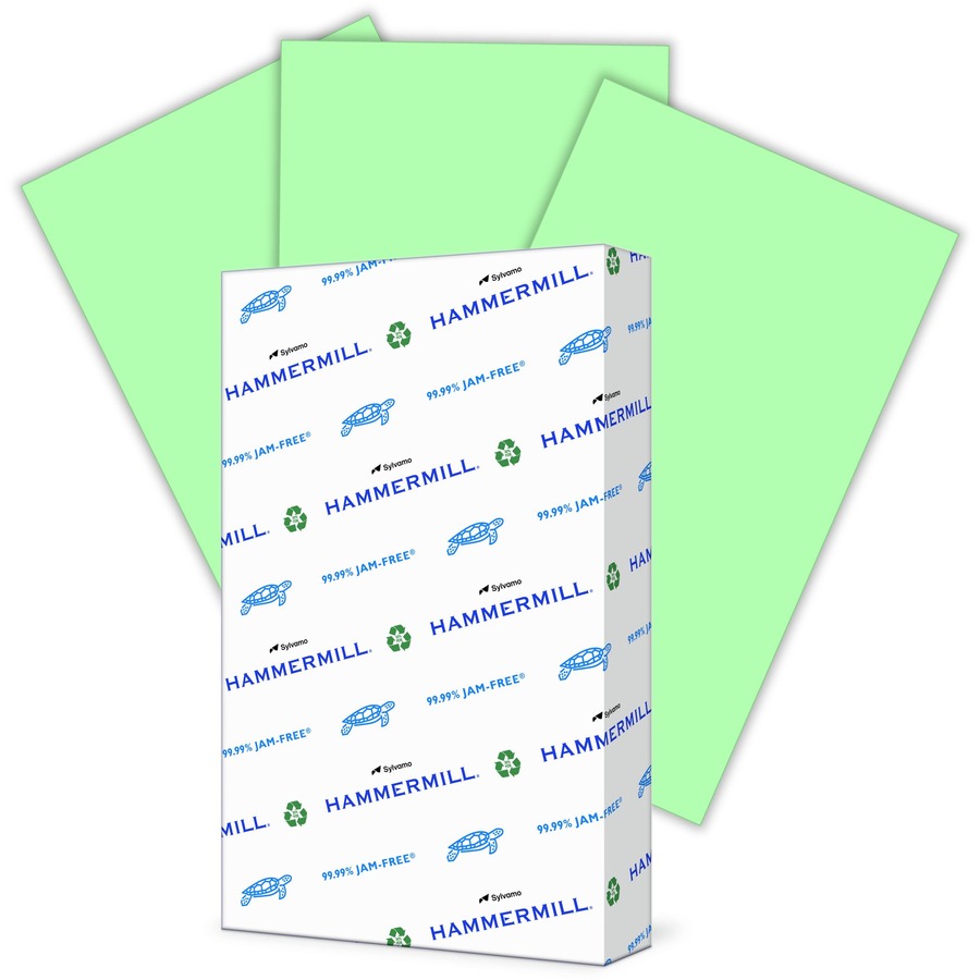 Hammermill Colors Recycled Copy Paper - Green - Legal - 8 1/2" x 14" - 20 lb Basis Weight - Smooth - 500 / Ream - SFI - Archival-safe, Acid-free