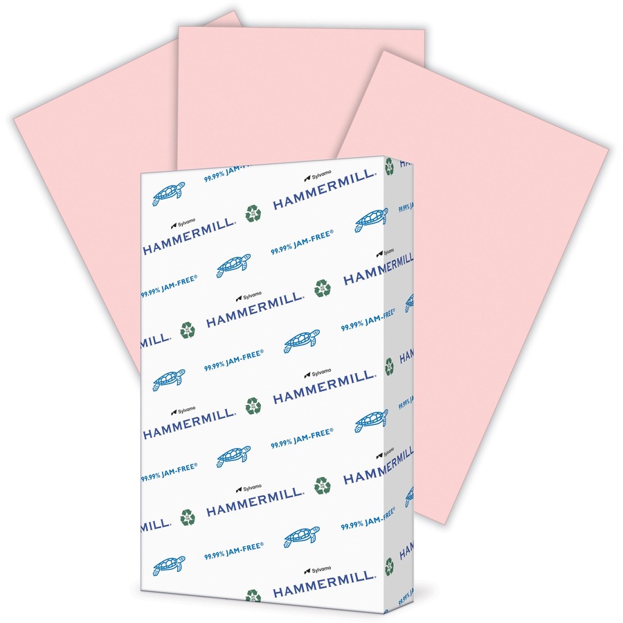 Hammermill Colors Recycled Copy Paper - Pink - 8 1/2" x 14" - 20 lb Basis Weight - Smooth - 500 / Ream - SFI - Acid-free, Archival-safe