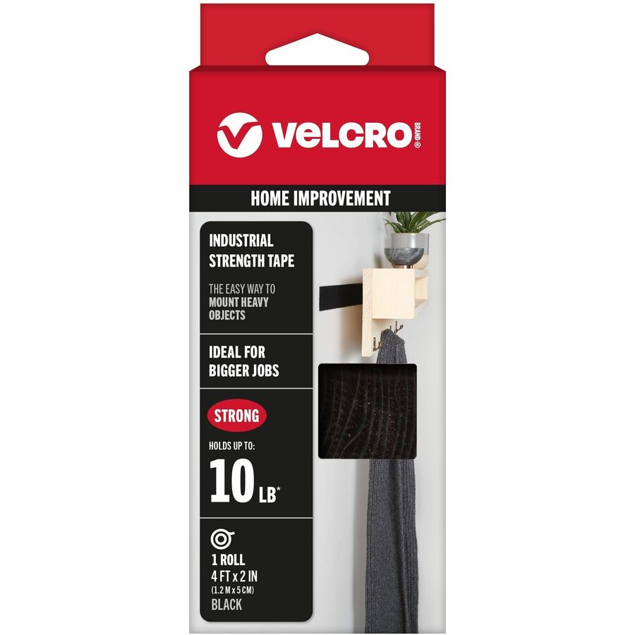 VELCRO® 90593 Heavy Duty Industrial Strength - 4 ft Length x 2" Width - 1 / RollRoll - Black