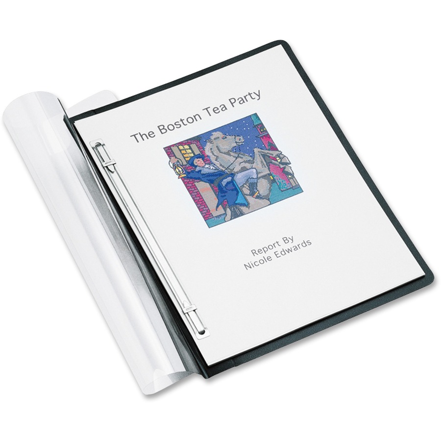 ACCO ACCOHIDE Letter Recycled Report Cover - 8 1/2" x 11" - 500 Sheet Capacity - Frosted Clear, Black - 60% Recycled - 1 Each