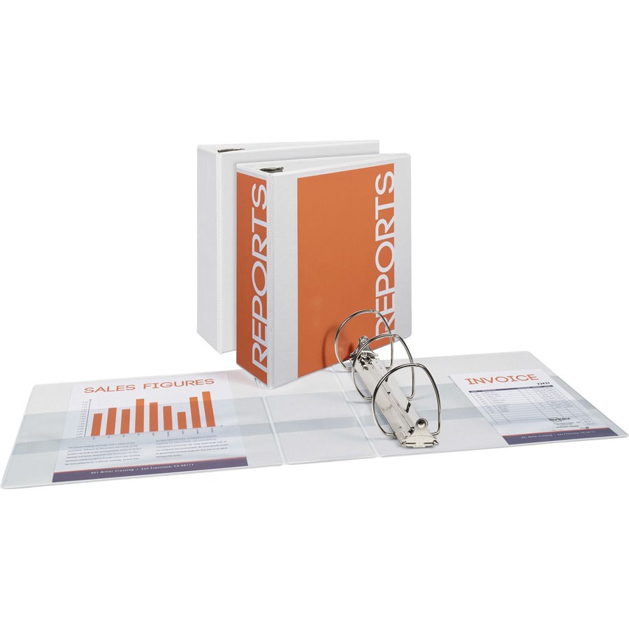 Avery® Durable View Binders - EZD Rings - 4" Binder Capacity - Letter - 8 1/2" x 11" Sheet Size - 780 Sheet Capacity - 3 x D-Ring Fastener(s) - 4 Internal Pocket(s) - Poly - White - Recycled - Easy Insert Spine, Exposed Rivet, Gap-free Ring, Stacked Pocket - 3 / Bundle