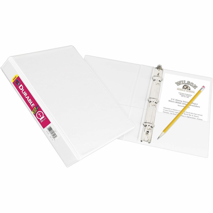 Avery® Mini Durable View Binder - DuraHinge - 1" Binder Capacity - Half-letter - 5 1/2" x 8 1/2" Sheet Size - 175 Sheet Capacity - Round Ring Fastener(s) - 2 Pocket(s) - Polypropylene - Recycled - Pocket, Durable, Tear Resistant, Split Resistant, Long Lasting - 1 Each