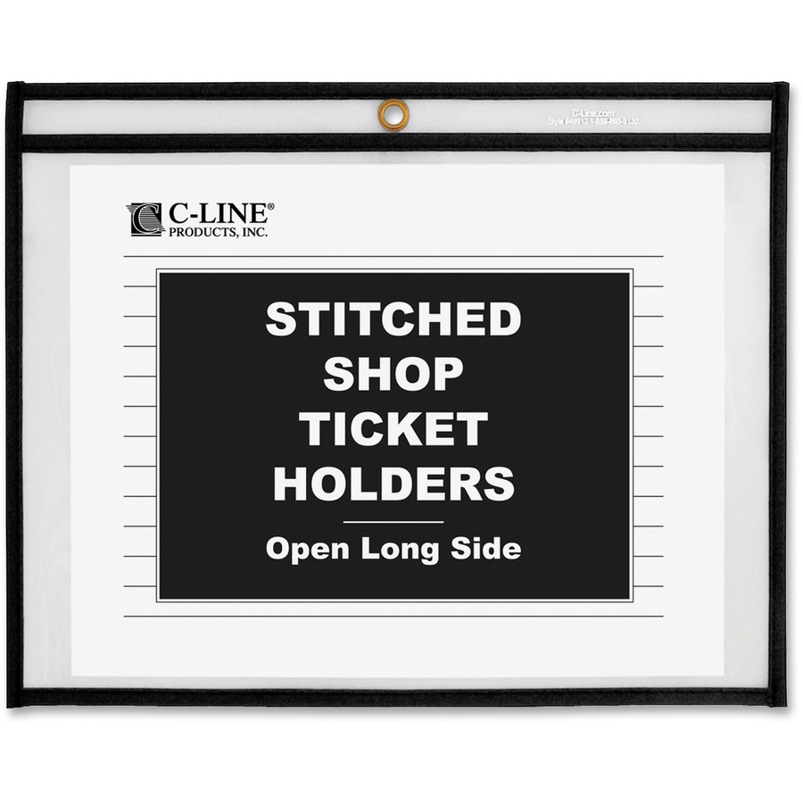 C-Line Shop Shop Ticket Holders, Stitched - Both Sides Clear, Open Long Side, 11 x 8-1/2, 25/BX, 49911