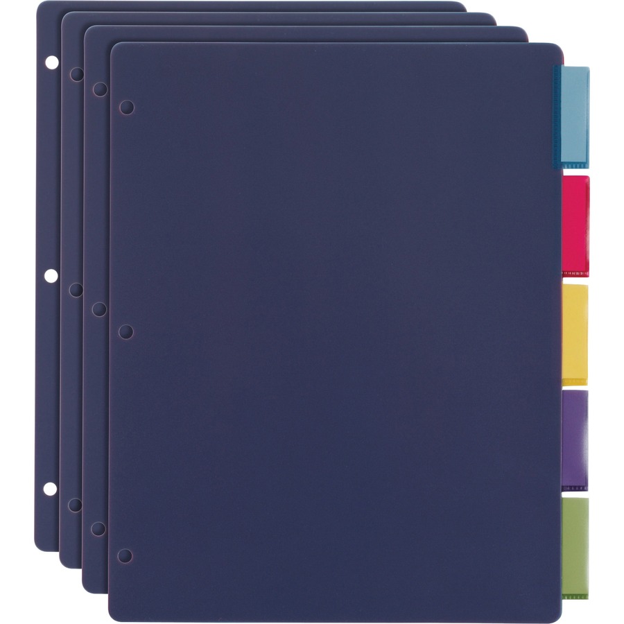 Cardinal Extra-tough Poly Dividers - 5 Tab(s)/Set - Letter - 8.50" Width x 11" Length - 3 Hole Punched - Polypropylene Divider - Multicolor Tab(s) - 4 / Pack