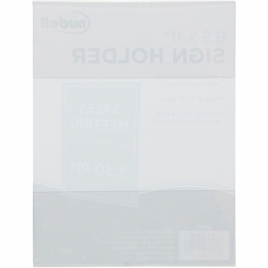 Golite nu-dell Cubicle Sign Holder - 1 Each - 8.5" Width x 11" Height - Rectangular Shape - Hook & Loop Fastener Closure - Acrylic - Clear
