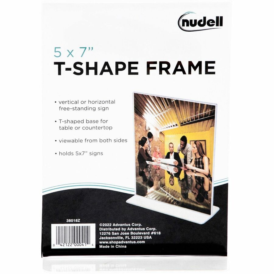 Golite nu-dell Double-sided Sign Holder - 1 Each - 5" Width x 7" Height - Rectangular Shape - Self-standing - Plastic - Clear