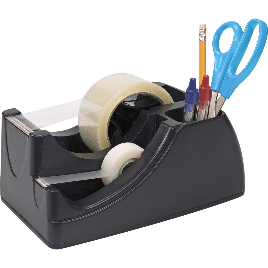 Officemate Heavy-Duty 2-in-1 Tape Dispenser - Holds Total 2 Tape(s) - Black - 1 Each