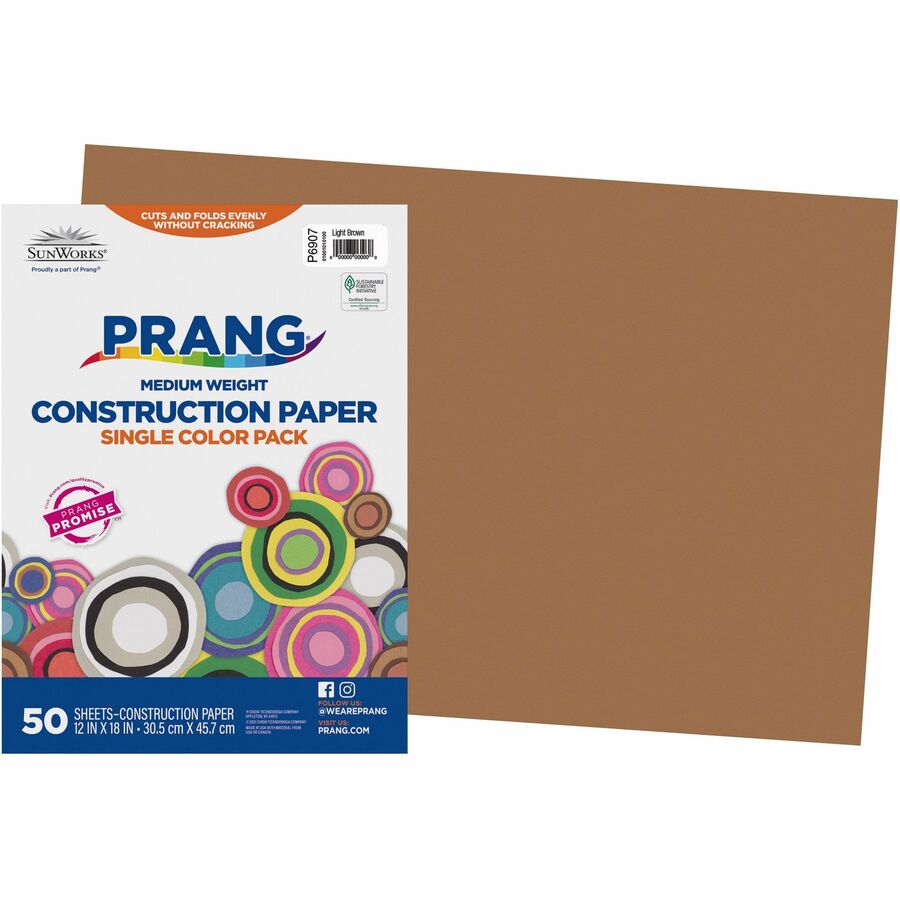 Prang Construction Paper - Art - 0.40"Height x 18"Width x 12"Length - 50 / Pack - Light Brown - Paper