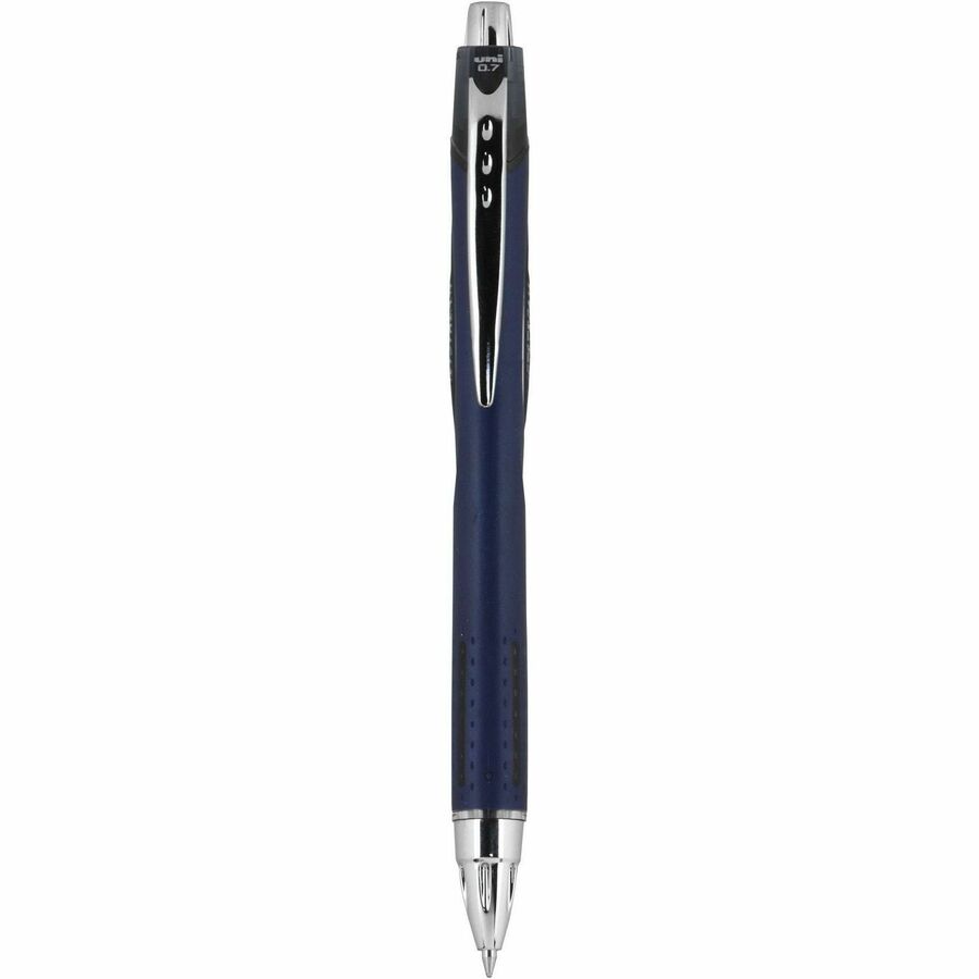 uni® Jetstream RT Ballpoint Pen - Fine Pen Point - 0.7 mm Pen Point Size - Retractable - Black - Blue Barrel - 1 Dozen