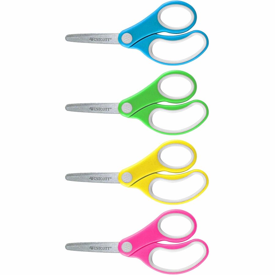 Westcott Soft Handle 5" Kids Value Scissors - 5" Overall Length - Left/Right - Stainless Steel - Blunted Tip - Assorted - 1 Each