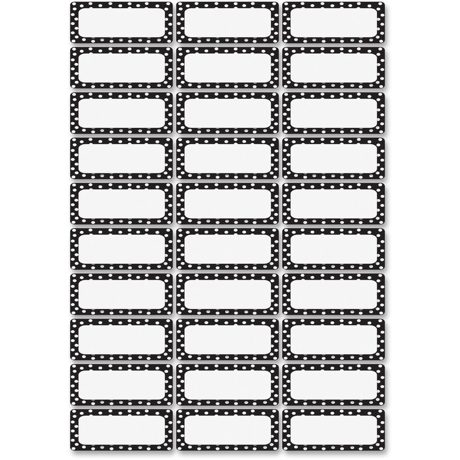 Ashley Dry Erase Black/White Dots Nameplate Magnets - Magnetic - Dotted - Die-cut, Write on/Wipe off - Black, White - 1 / Pack