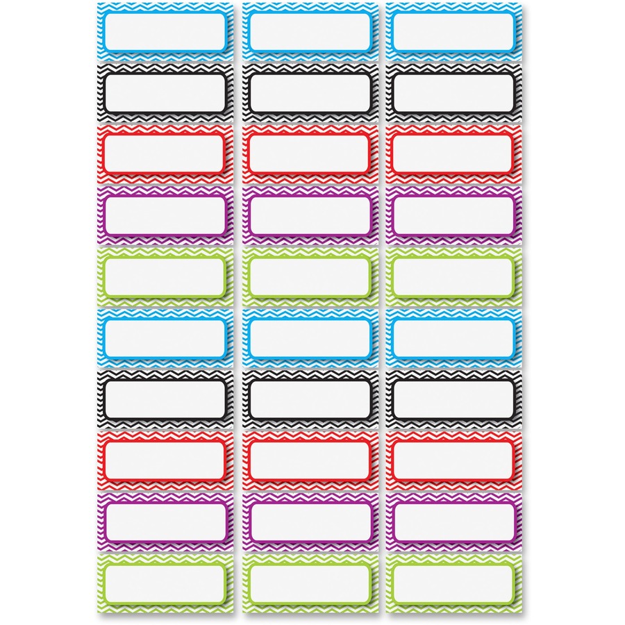 Ashley Dry Erase Chevron Nameplate Magnets - 30 x Rectangle Shape - Magnetic - Chevron - Die-cut, Write on/Wipe off, Heavy Duty - Multicolor - Foam - 1 / Pack