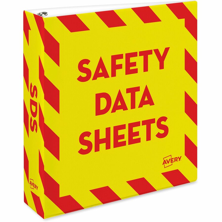 Avery® 2" Heavy-Duty Industrial SDS Binder - One-Touch Rings - 2" Binder Capacity - Letter - 8 1/2" x 11" Sheet Size - 540 Sheet Capacity - Ring Fastener(s) - 4 Pocket(s) - Vinyl - Red - Heavy Duty, One Touch Ring, Preprinted, Sturdy - 1 Each