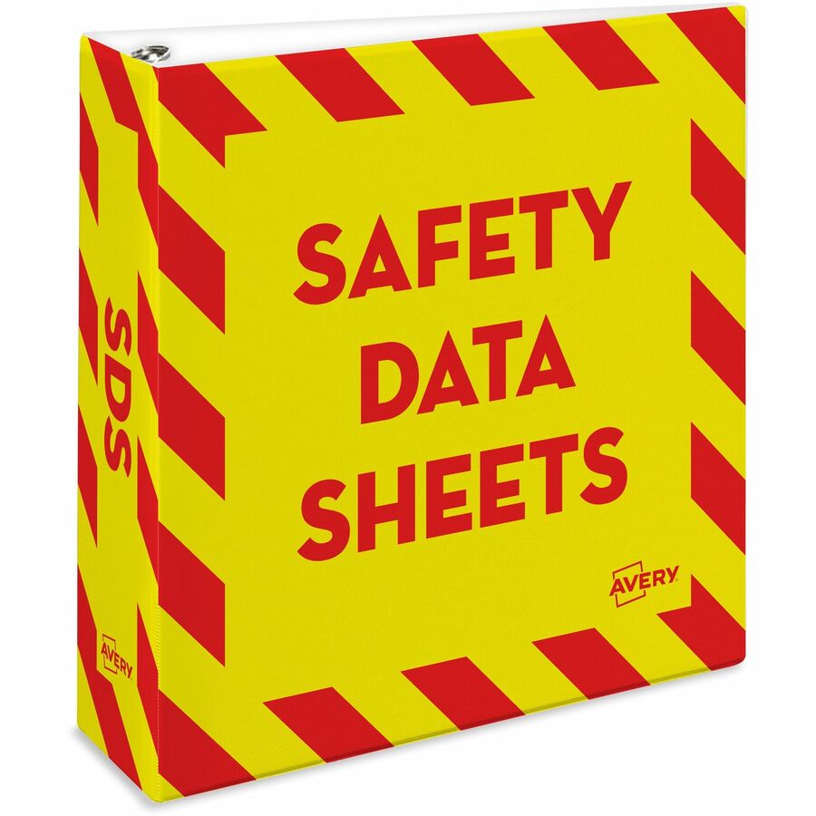 Avery® 3" Heavy-Duty Industrial SDS Binder - One-Touch Rings - 3" Binder Capacity - Letter - 8 1/2" x 11" Sheet Size - 670 Sheet Capacity - Ring Fastener(s) - 4 Pocket(s) - Vinyl - Red - Heavy Duty, One Touch Ring, Preprinted, Sturdy - 1 Each