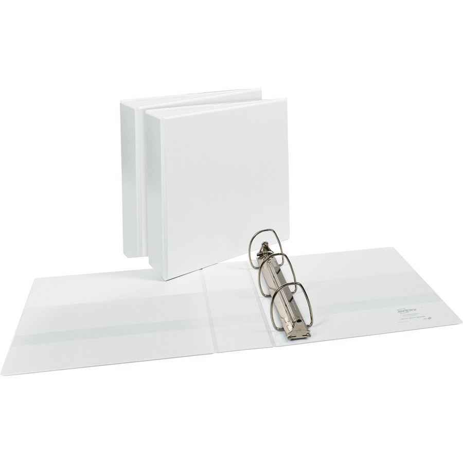 Avery® Durable View Binders - EZD Rings - 3" Binder Capacity - Letter - 8 1/2" x 11" Sheet Size - 670 Sheet Capacity - 3 x D-Ring Fastener(s) - 4 Internal Pocket(s) - Poly - White - Recycled - Easy Insert Spine, Exposed Rivet, Gap-free Ring, Stacked Pocket - 3 / Bundle